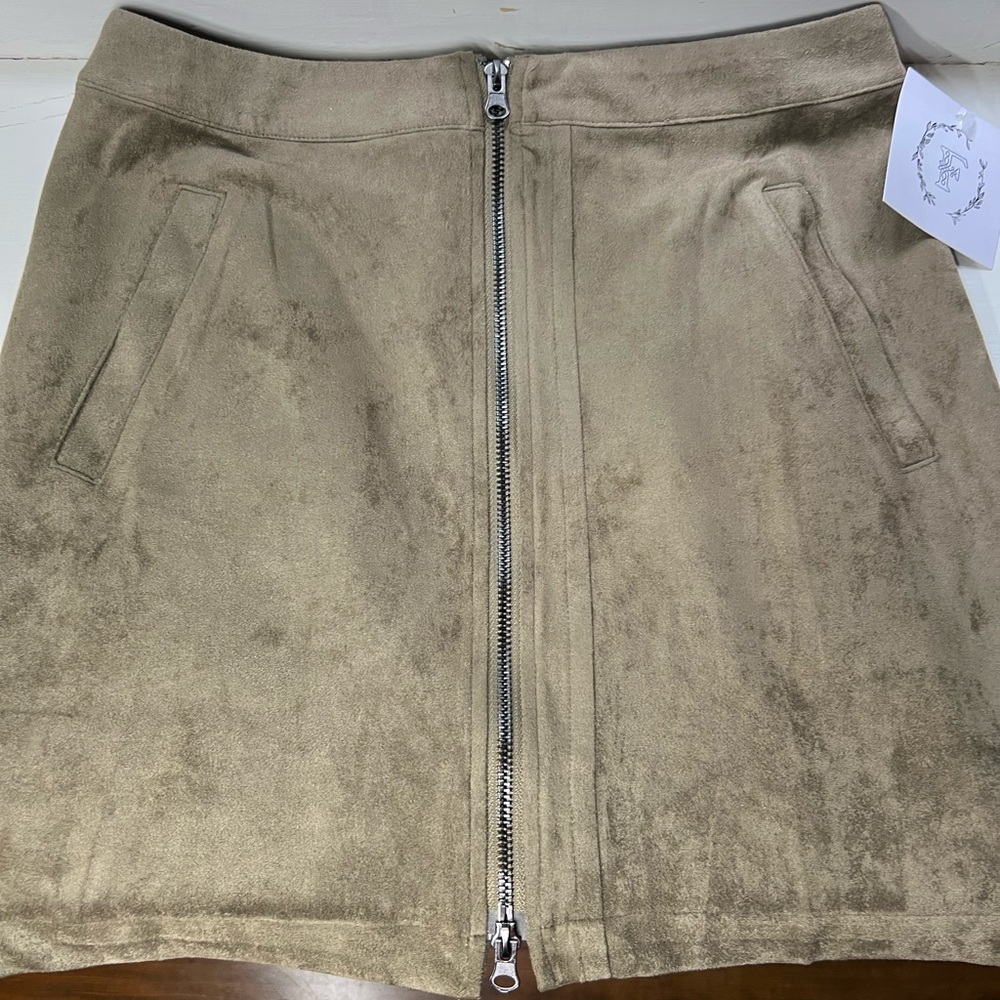 Fray Tan Suede Skirt